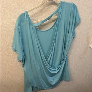 Champion Women's Aqua Short Sleeve Drape Top